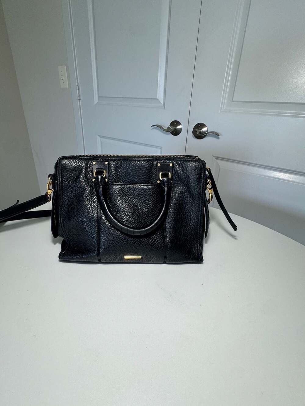 Rebecca Minkoff Mini MAB Black Pebbled Leather Crossbody Satchel Bag - Picture 3 of 9